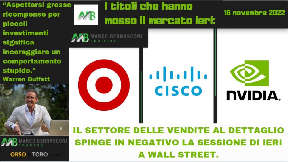 Il settore delle vendite al dettaglio spinge in negativo la sessione di ieri a Wall Street.