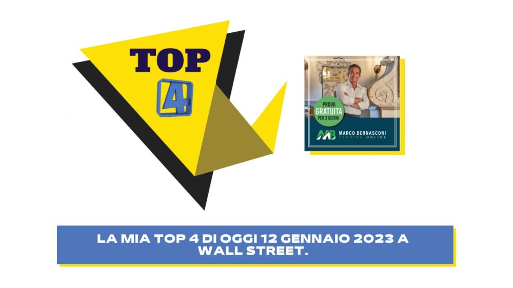 La mia top 4 di oggi 12 Gennaio 2023 a Wall street.