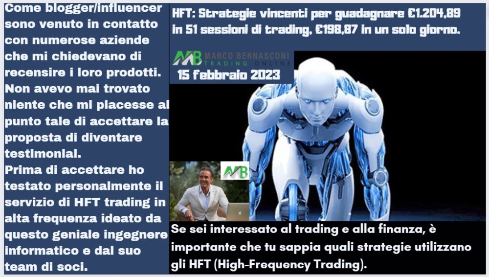 HFT Strategie vincenti per guadagnare €1.204,89 in 51 sessioni di trading, €198,87 in un solo giorno