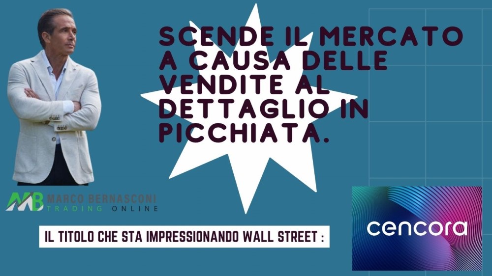 Scende il mercato a causa delle vendite al dettaglio in picchiata.
