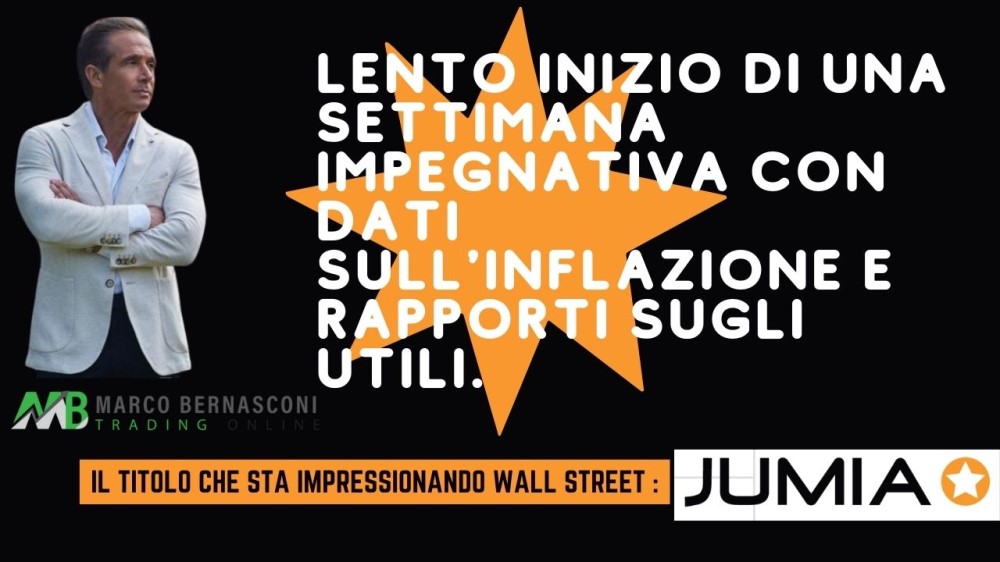 Lento inizio di una settimana impegnativa con dati sull'inflazione e rapporti sugli utili.