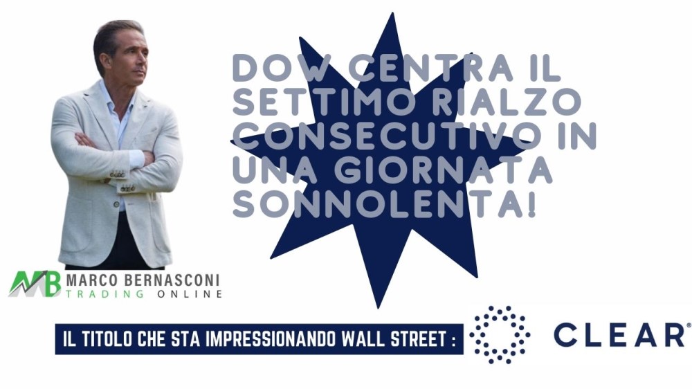 Dow centra il settimo rialzo consecutivo in una giornata sonnolenta!