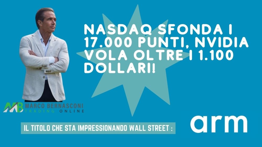 NASDAQ sfonda i 17.000 punti, NVIDIA vola oltre i 1.100 dollari!