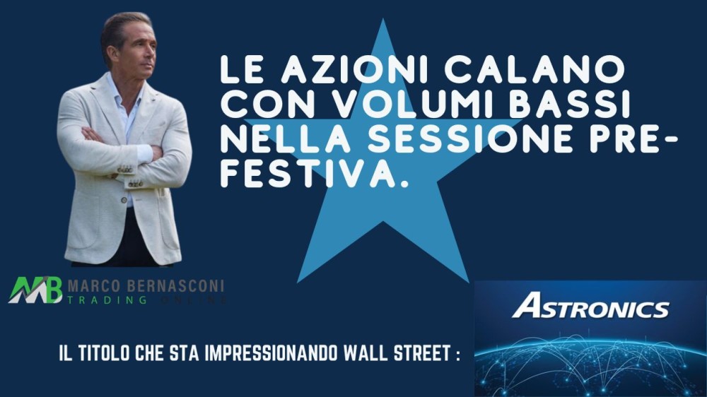 Le azioni calano con volumi bassi nella sessione pre-festiva.