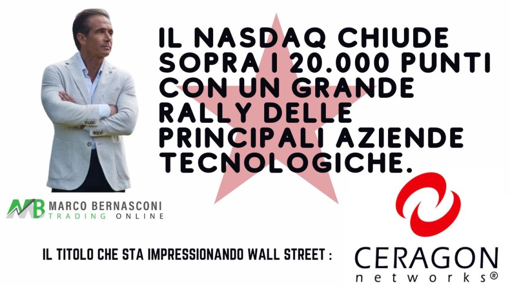 Il NASDAQ chiude sopra i 20.000 punti con un grande rally delle principali aziende tecnologiche.