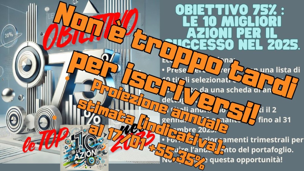 obiettivo 75% al 17/01 +55,35%