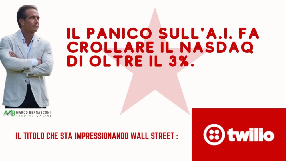 Il panico sull'A.I. fa crollare il NASDAQ di oltre il 3%.