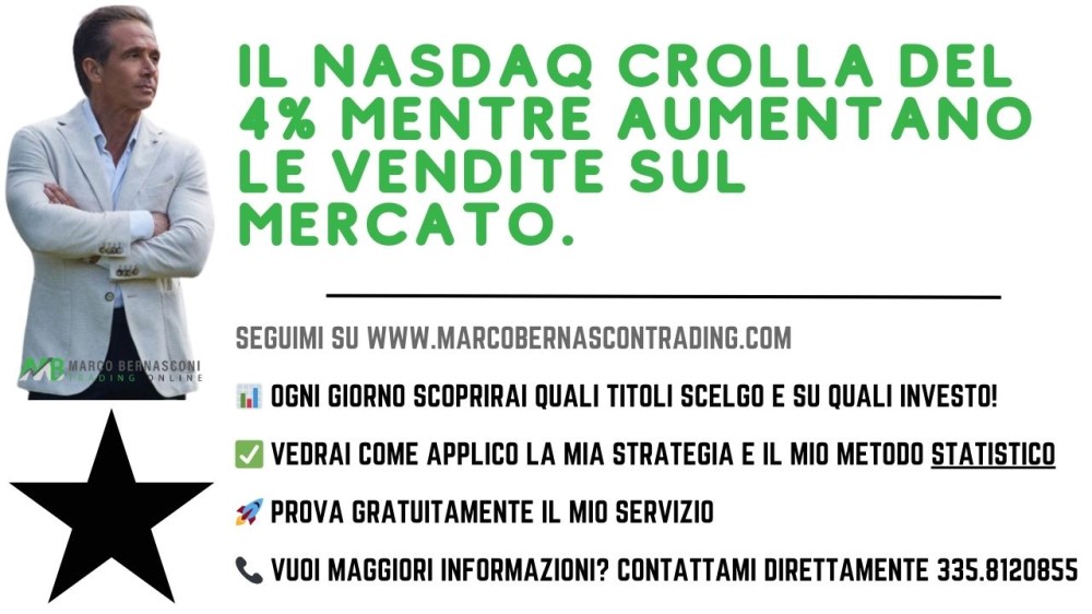 Il NASDAQ crolla del 4% mentre aumentano le vendite sul mercato.