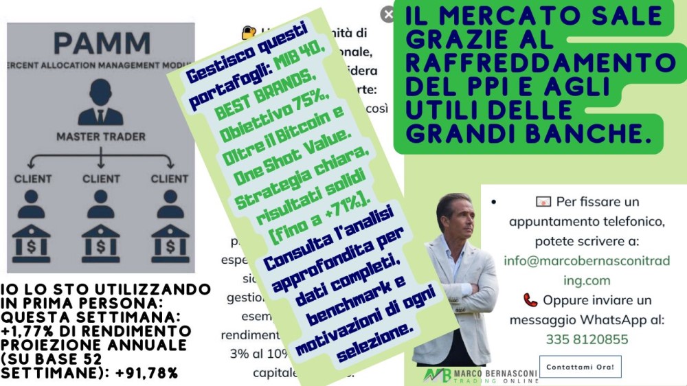 Il mercato sale grazie al raffreddamento del PPI e agli utili delle grandi banche.