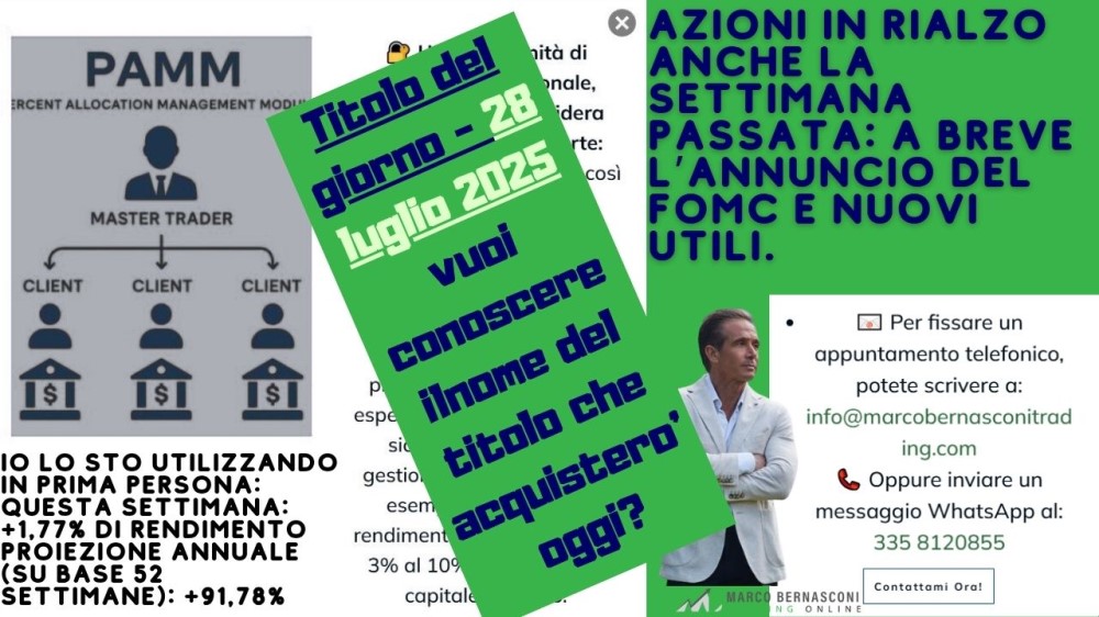 Azioni in rialzo anche la settimana passata a breve l’annuncio del FOMC e nuovi utili.