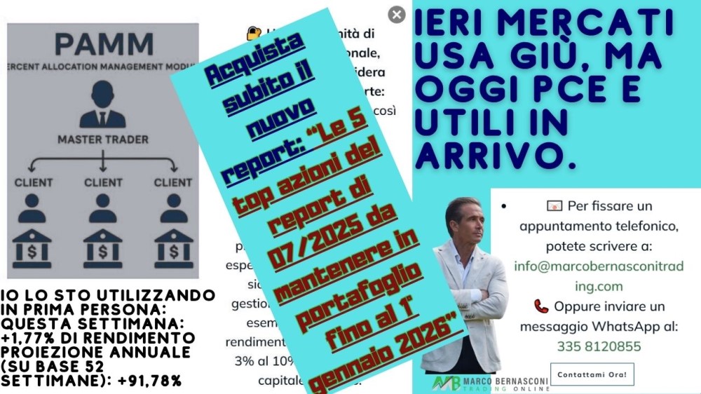 Ieri mercati USA giù, ma oggi PCE e utili in arrivo.