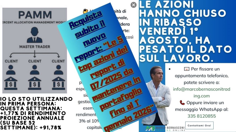Le azioni hanno chiuso in ribasso venerdì 1° Agosto, ha pesato il dato sul lavoro.