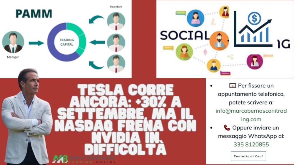 Tesla corre ancora: +30% a settembre, ma il Nasdaq frena con NVIDIA in difficoltà