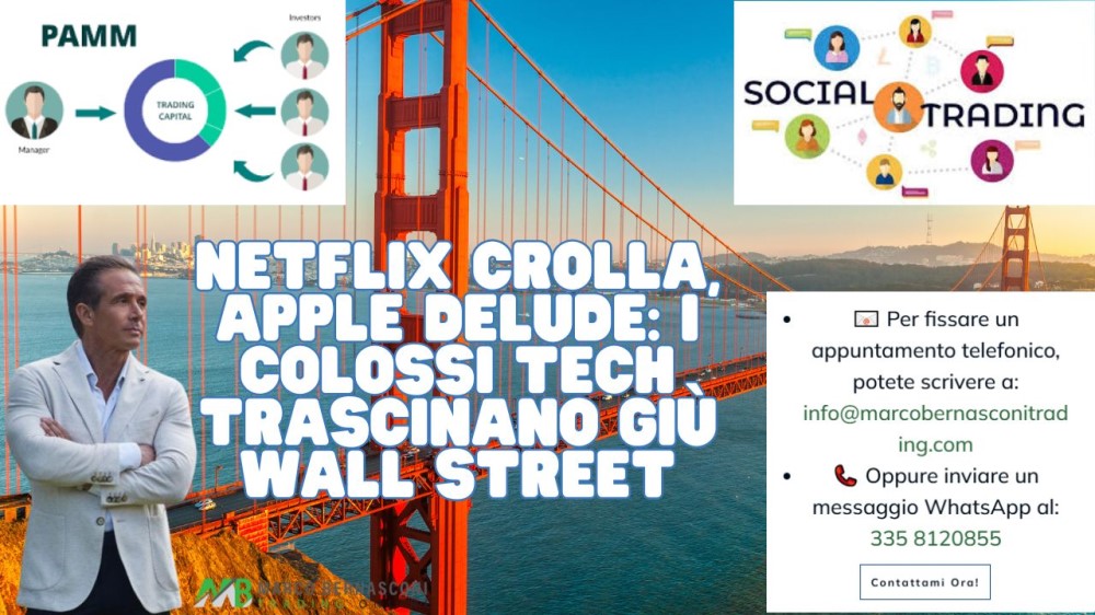 Netflix crolla, Apple delude i colossi tech trascinano giù Wall Street