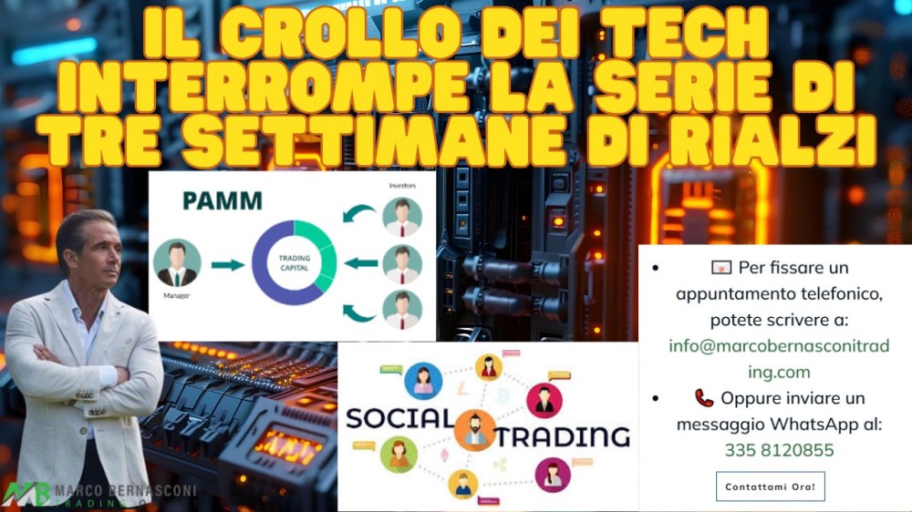 Il crollo dei Tech interrompe la serie di tre settimane di rialzi