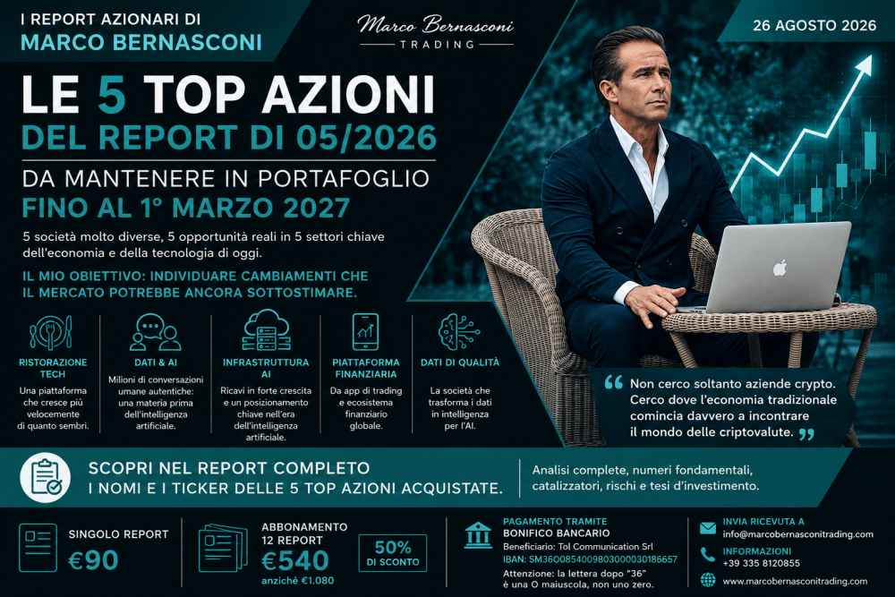 Le 5 top azioni del report di 05/2026 da mantenere in portafoglio fino al 1° Marzo 2027