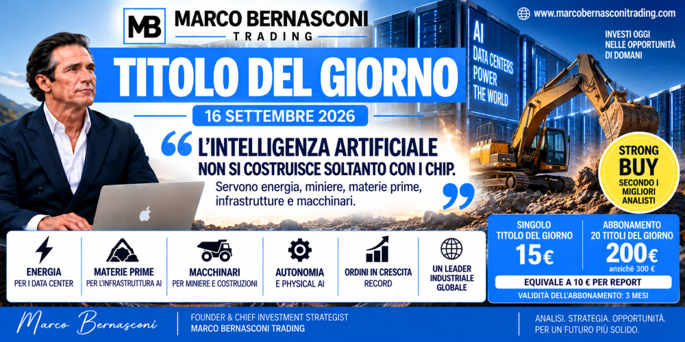 TITOLO DEL GIORNO 16 SETTEMBRE: La società che mette energia, miniere e macchinari nell'IA