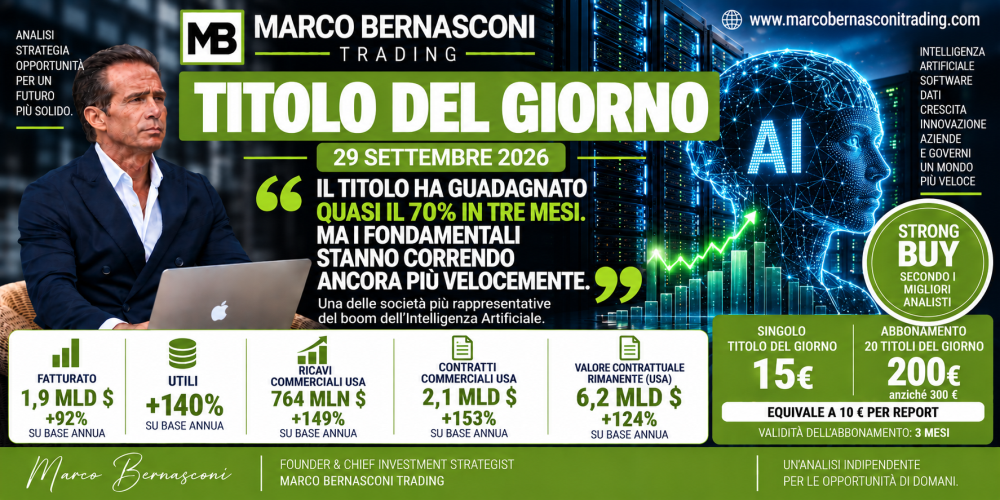TITOLO DEL GIORNO 29 SETTEMBRE: 70% in 3 mesi...Ma i fondamentali stanno correndo ancora più velocemente